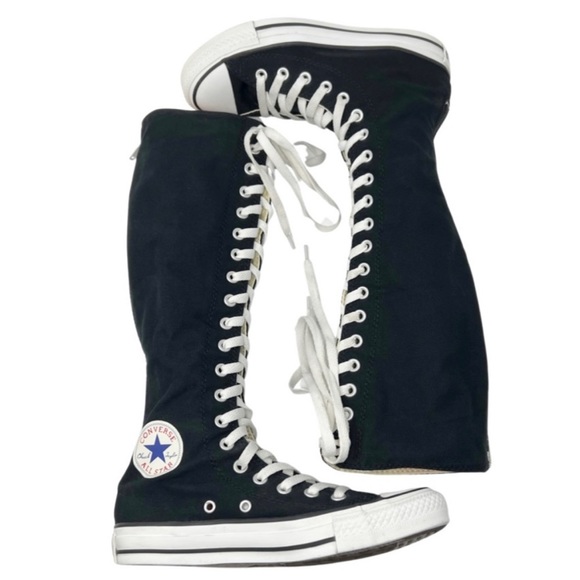 Converse Knee High Sneakers Black Size W7 M5 - Picture 8 of 10